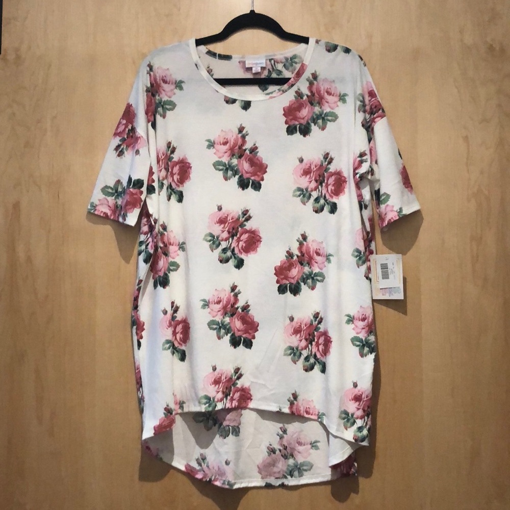 Lularoe Irma Tunic Medium NWT Pink White Floral
